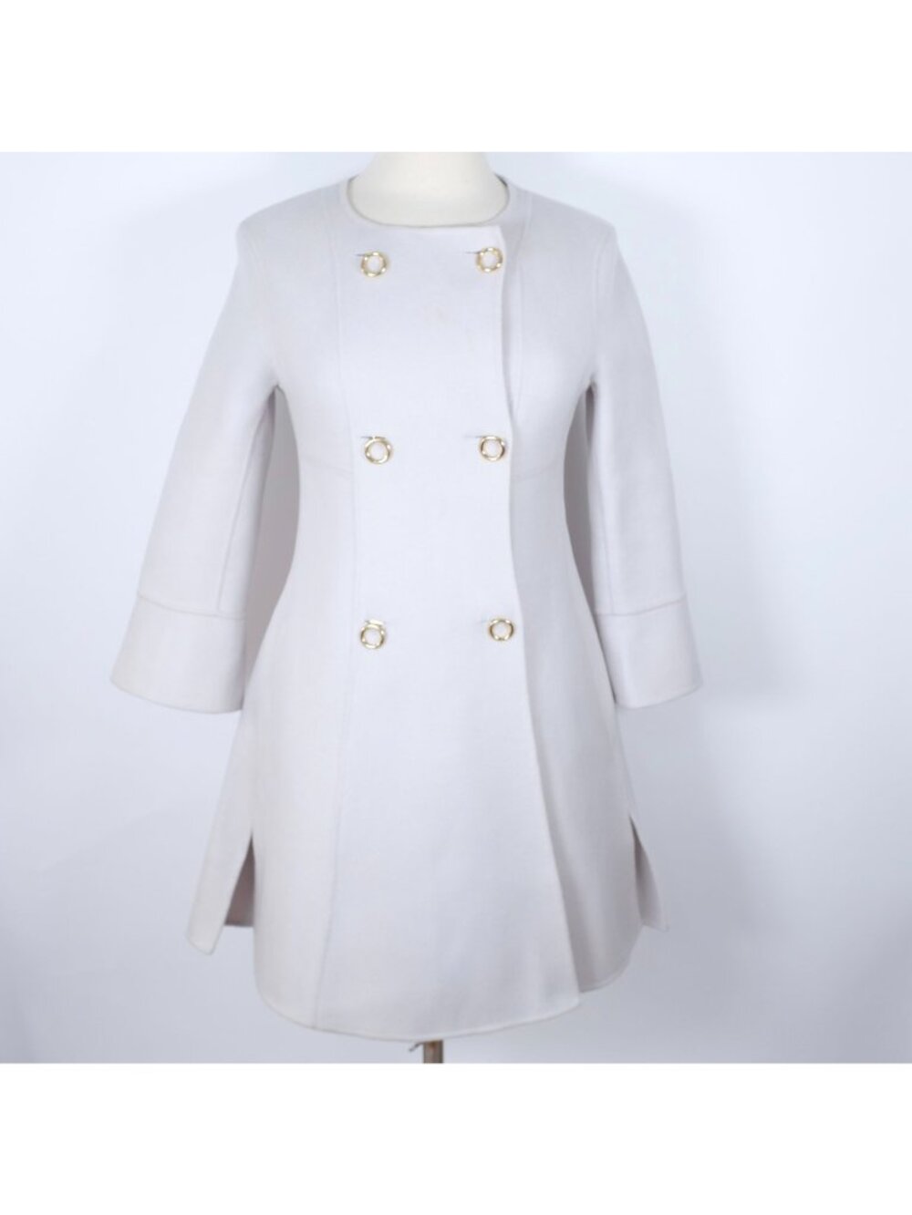 Christian Dior cashmere coat jacket gray 34 US 0 gold buttons